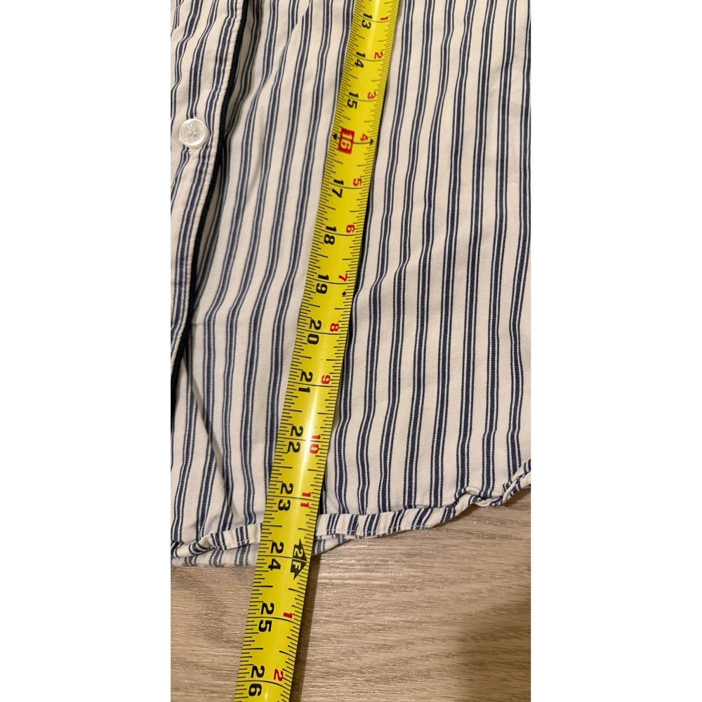 Petite Plume French Ticking Twill Pajama Top Womens M Navy White Stripe Preppy - Picture 9 of 11